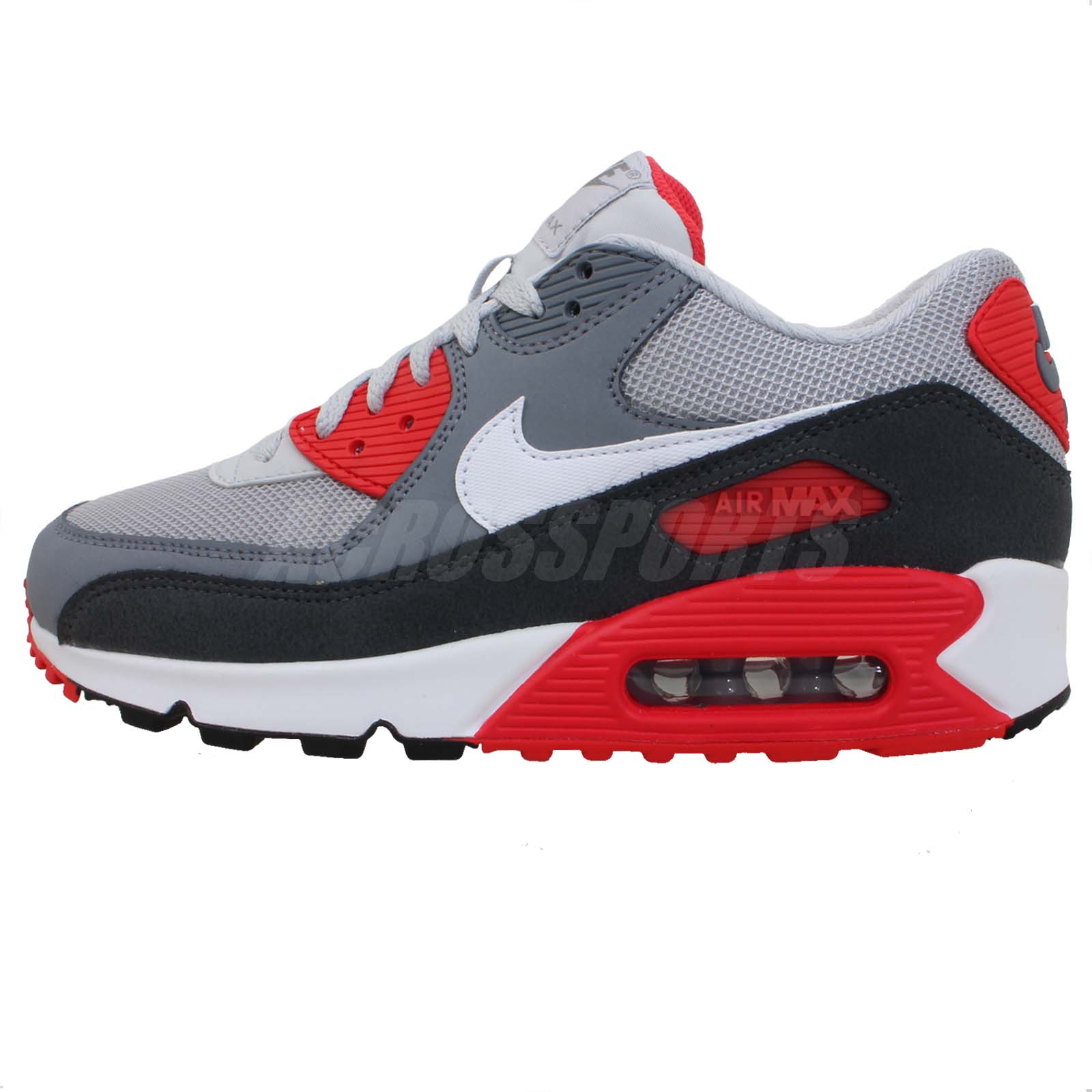 Nike Air Max 90 Essential 2013 Grey Black Red Mens NSW Sportswear Running Shoes | eBay