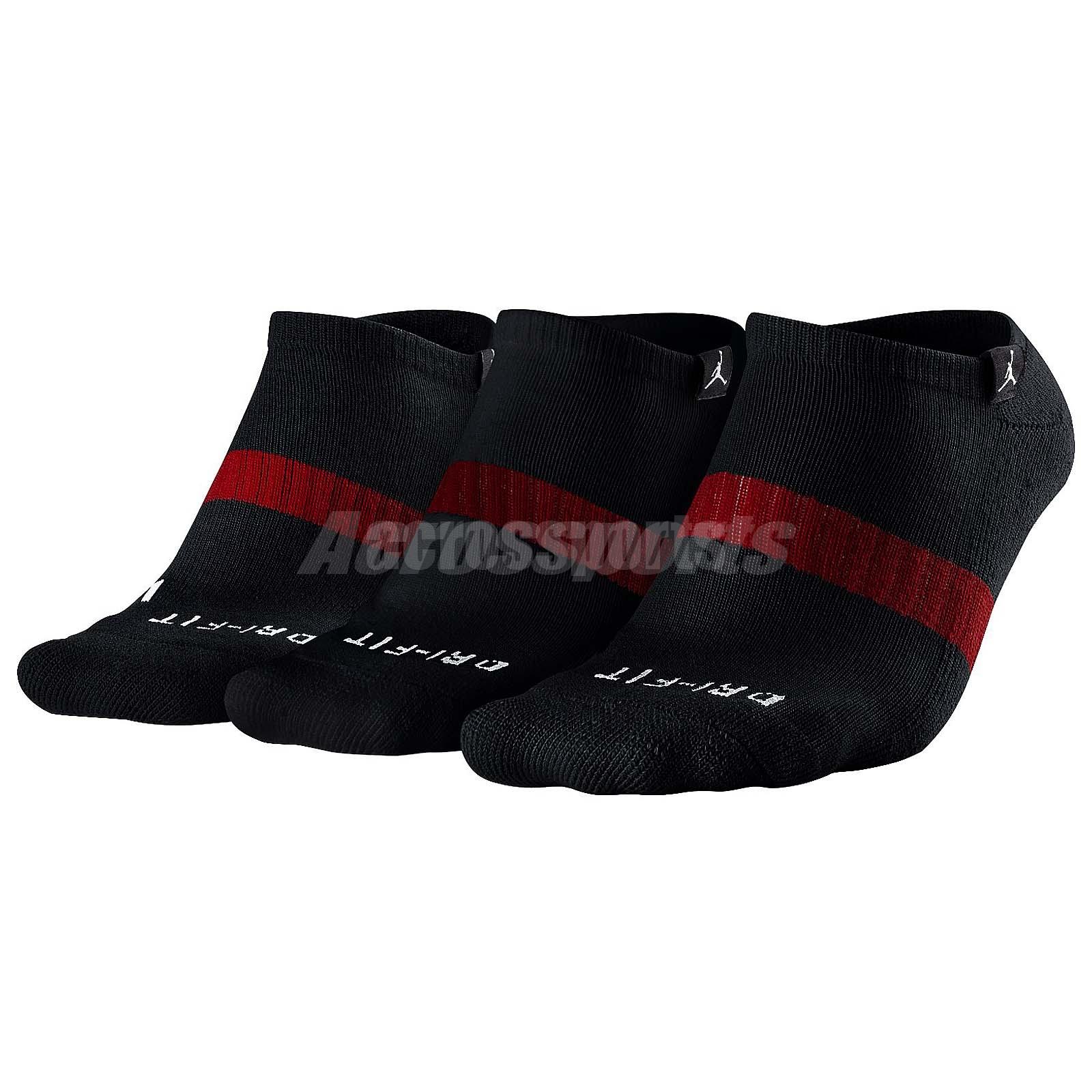Nike Air Jordan DriFit Low Cut Black Mens Socks 3 Pairs 1 Package