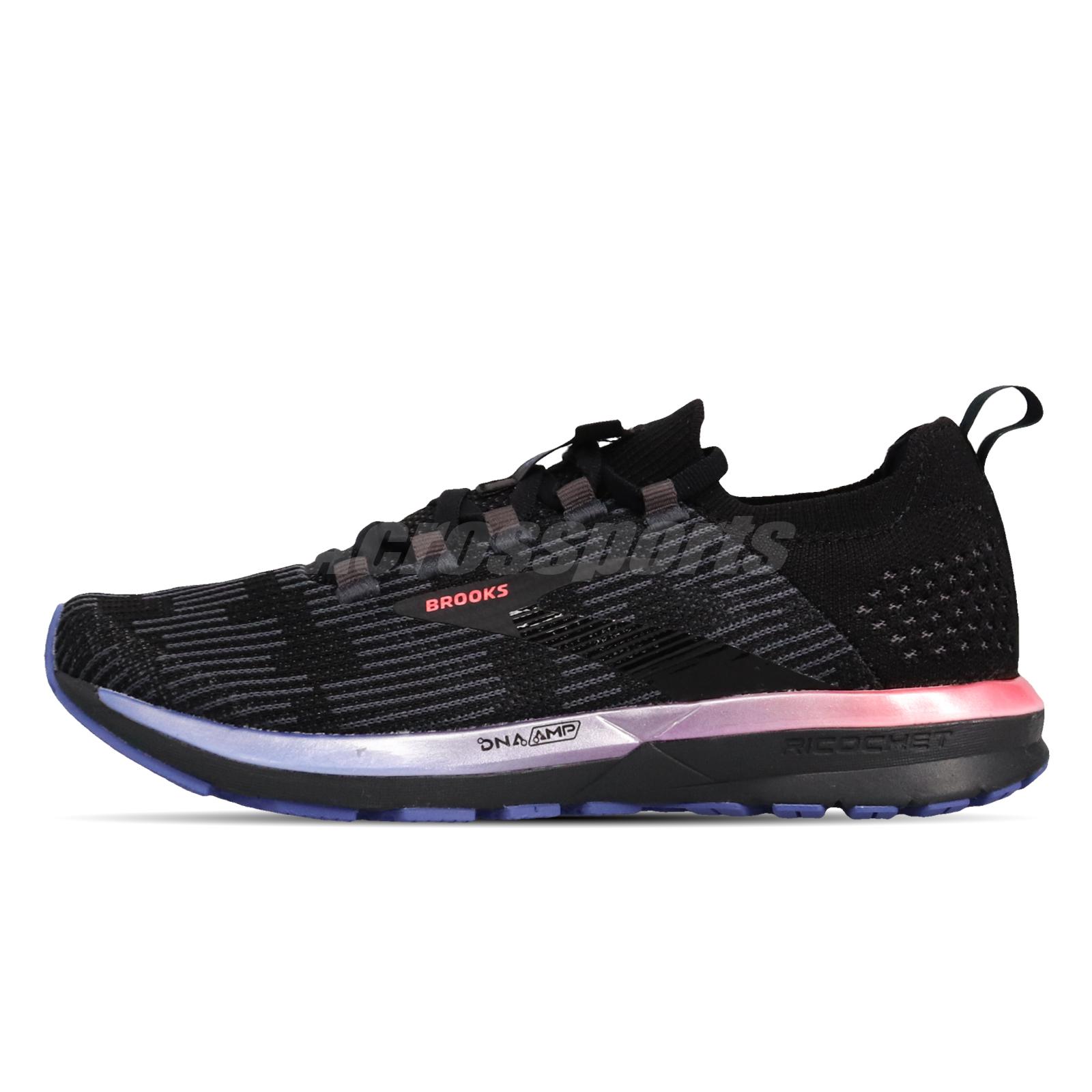 Brooks Ricochet 2 Black Blue Pink Womens Running Shoes Fit Knit 120303-1B-015
