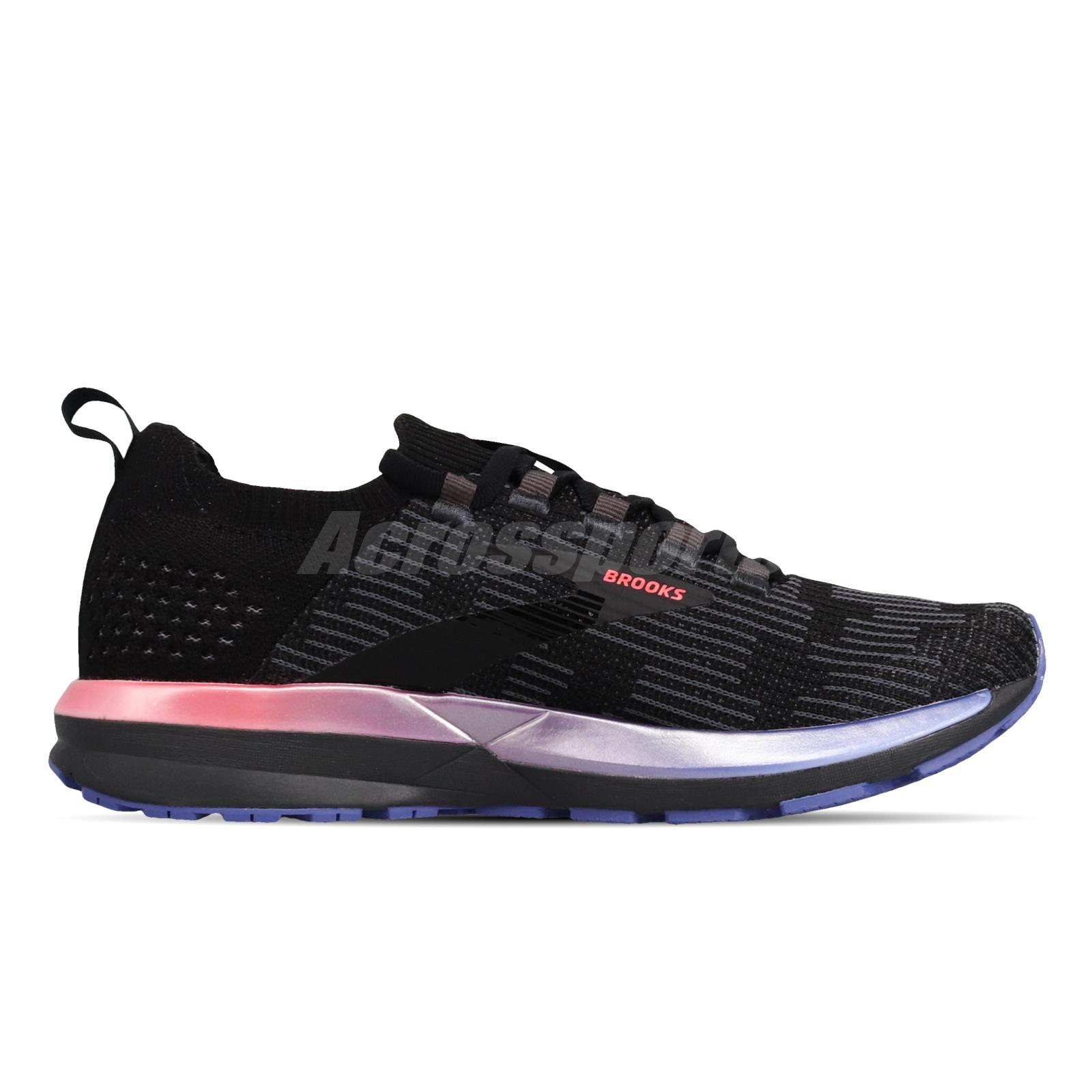 Brooks Ricochet 2 Black Blue Pink Womens Running Shoes Fit Knit 120303-1B-015