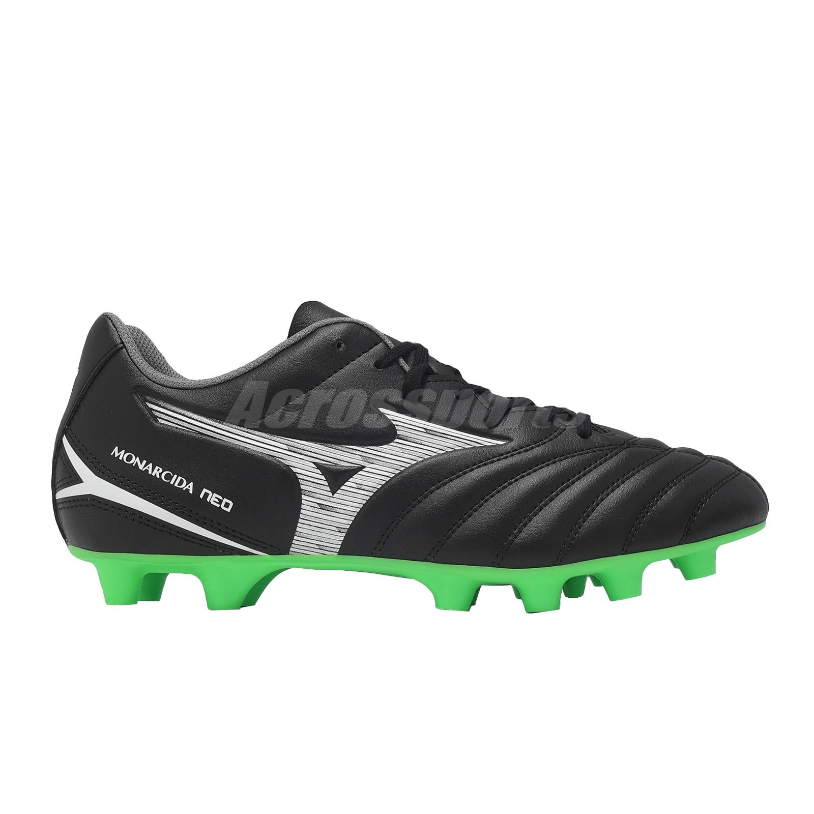 Mizuno Morelia Neo II ブラック/グリーン スパイク Mizuno Morelia Neo II Made in Japan FG Black Star - Black/Silver