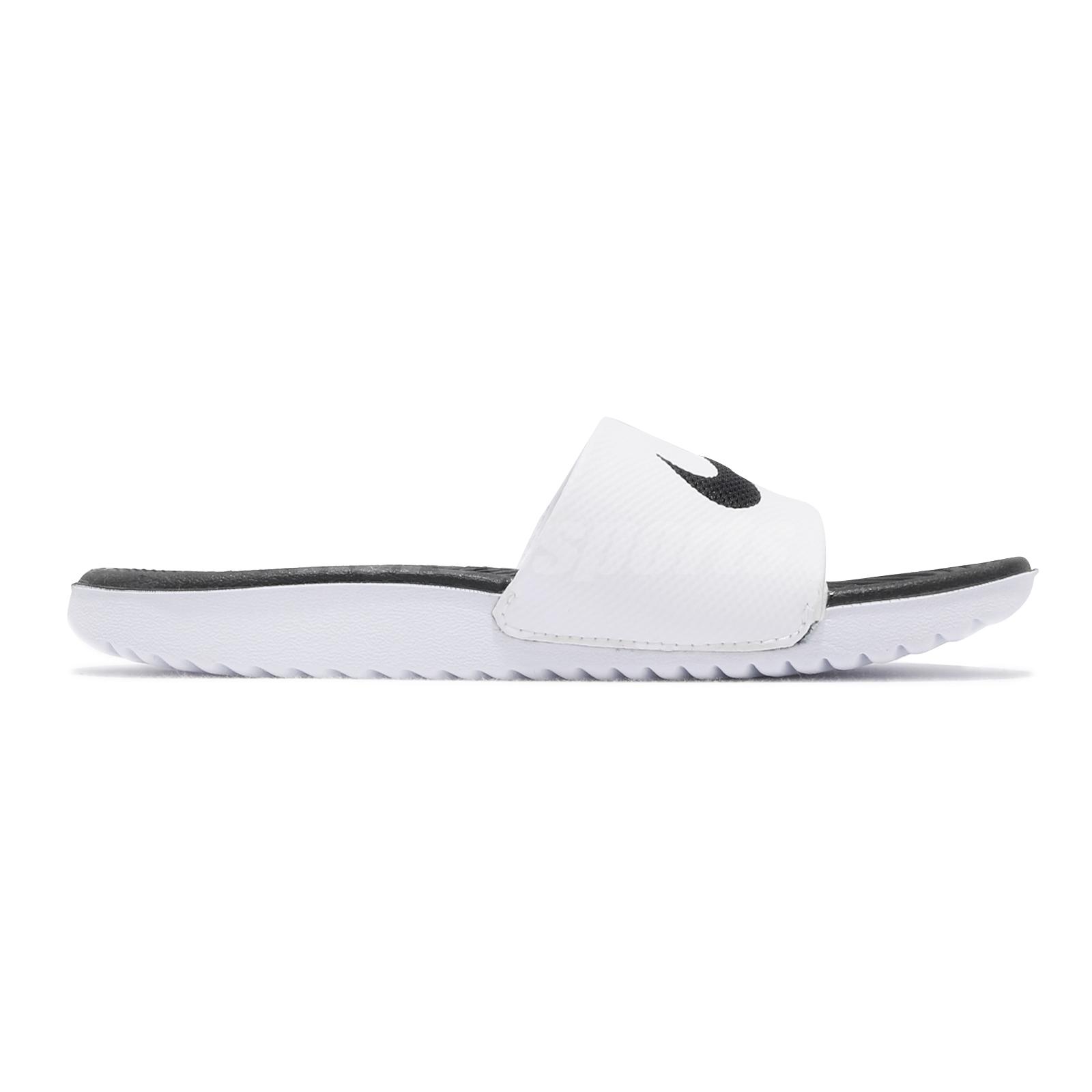 Nike Kawa Slide GS/PS White Black Kids Preschool Slip On
