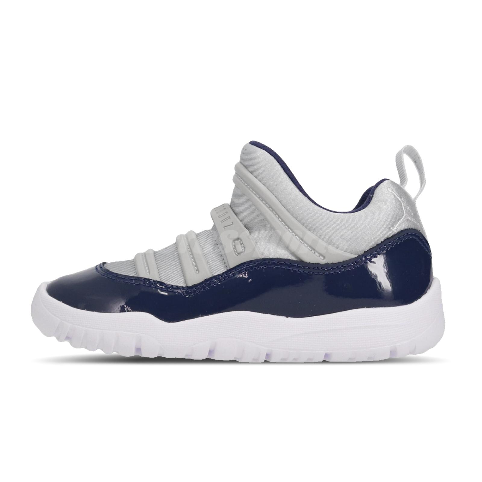Nike Jordan 11 Retro Little Flex PS XI AJ11 Grey Navy Preschool Shoe BQ7101-007