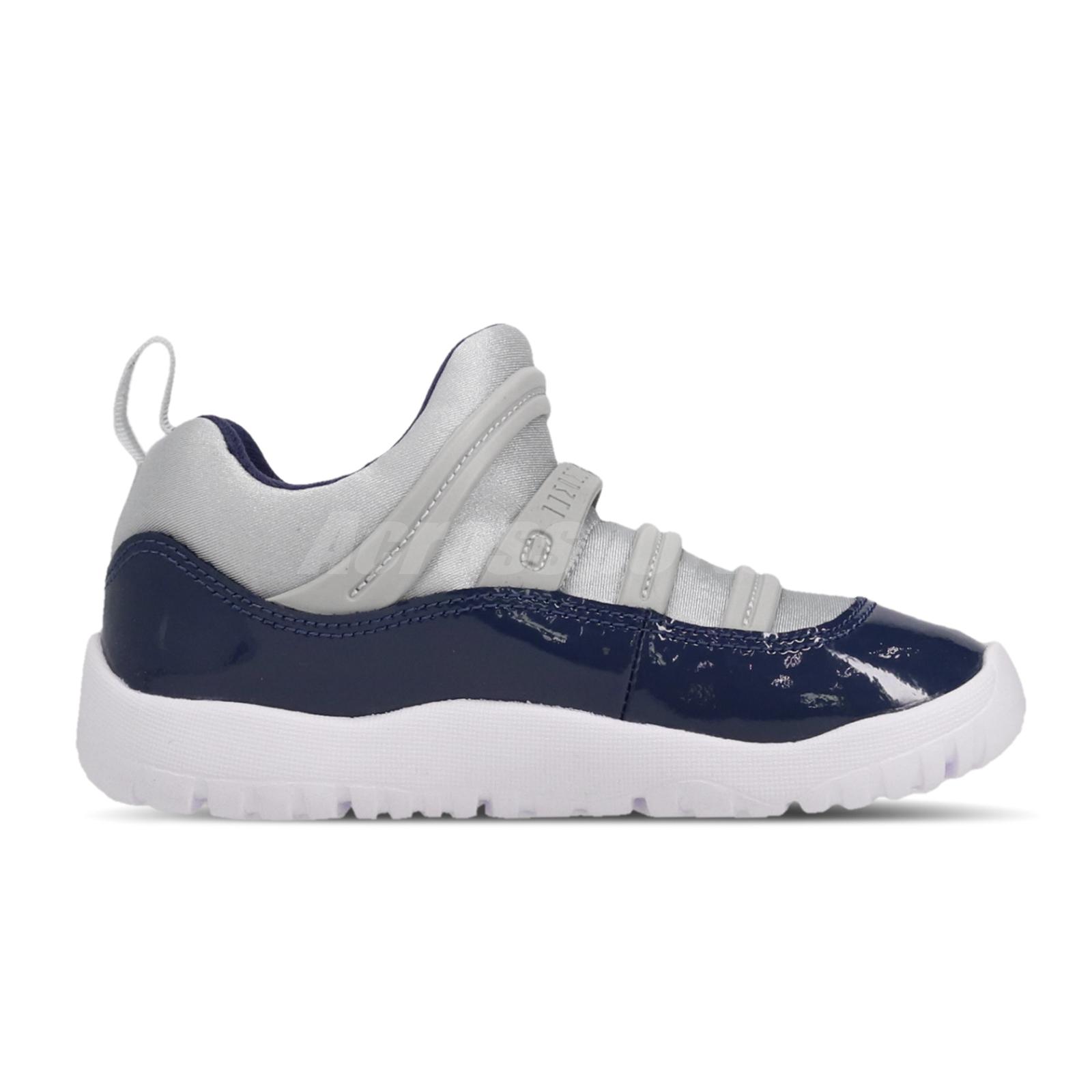 Nike Jordan 11 Retro Little Flex PS XI AJ11 Grey Navy Preschool Shoe BQ7101-007
