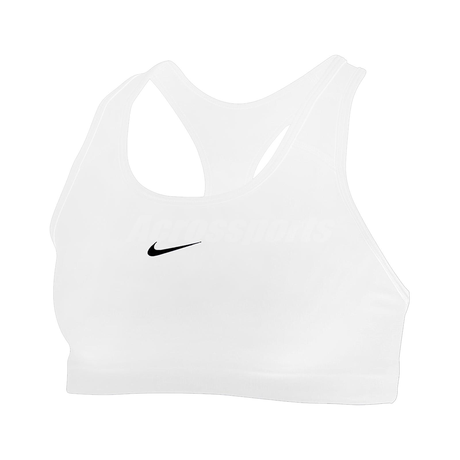 nike training mid support swoosh bra in white