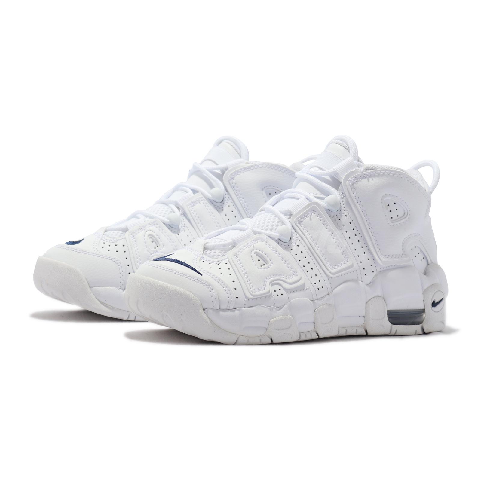 Nike Air More Uptempo GS White Navy Junior Kids Women Casual