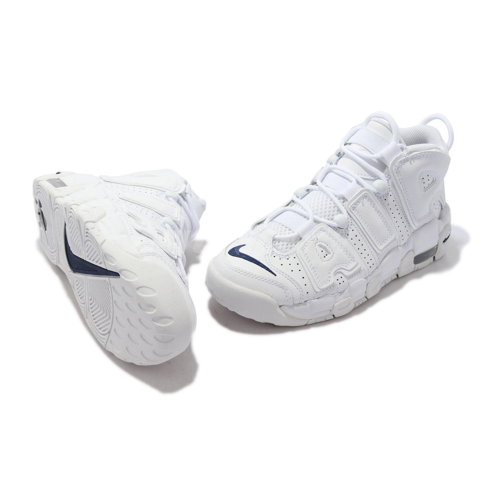 Nike Air More Uptempo GS White Navy Junior Kids Women Casual Shoes