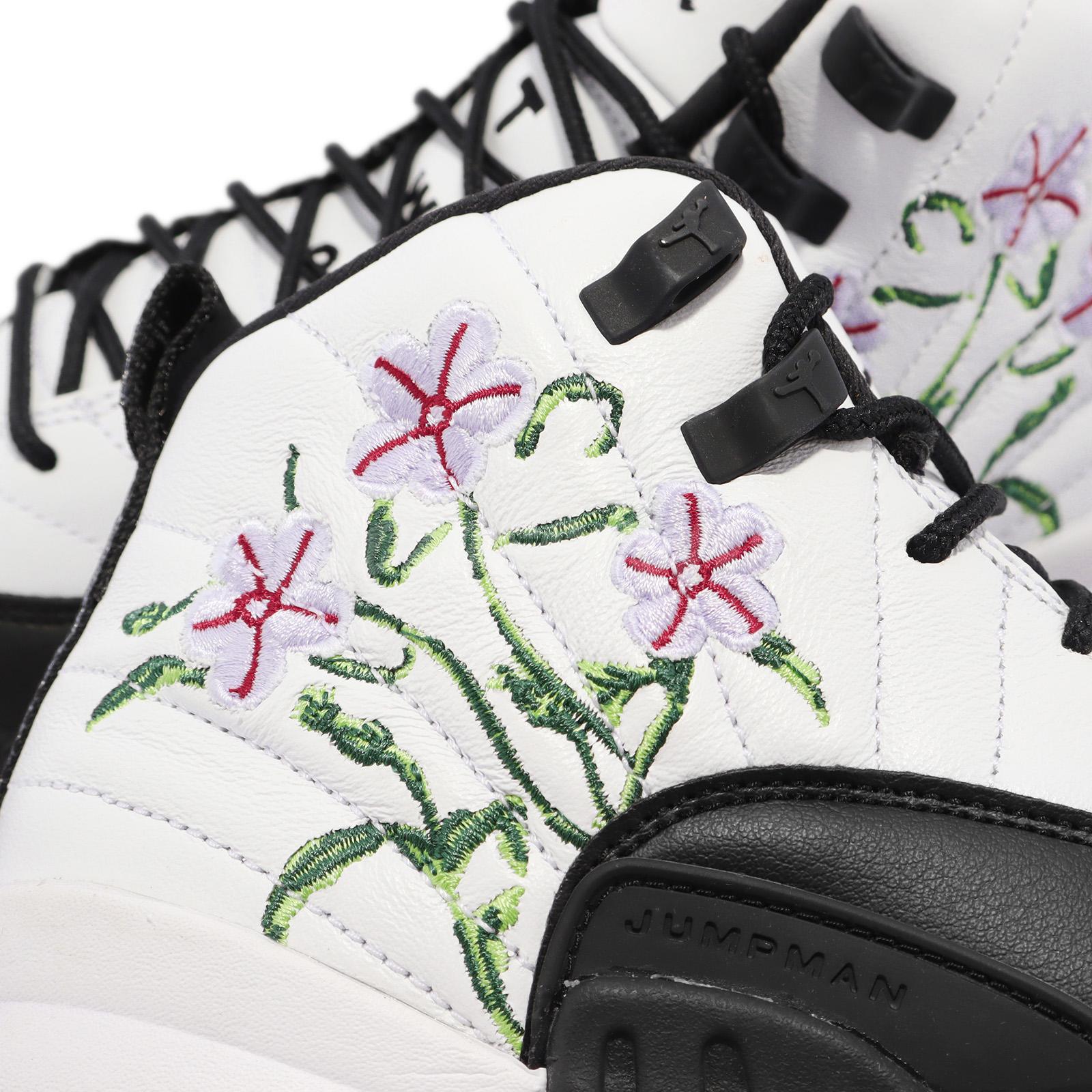 Nike Air Jordan 12 Retro GS Floral White Black Kids Women AJ12